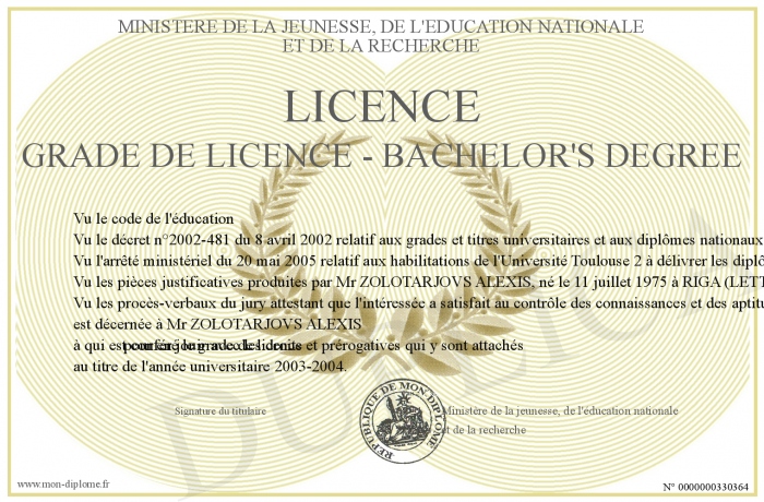 diplome bachelor